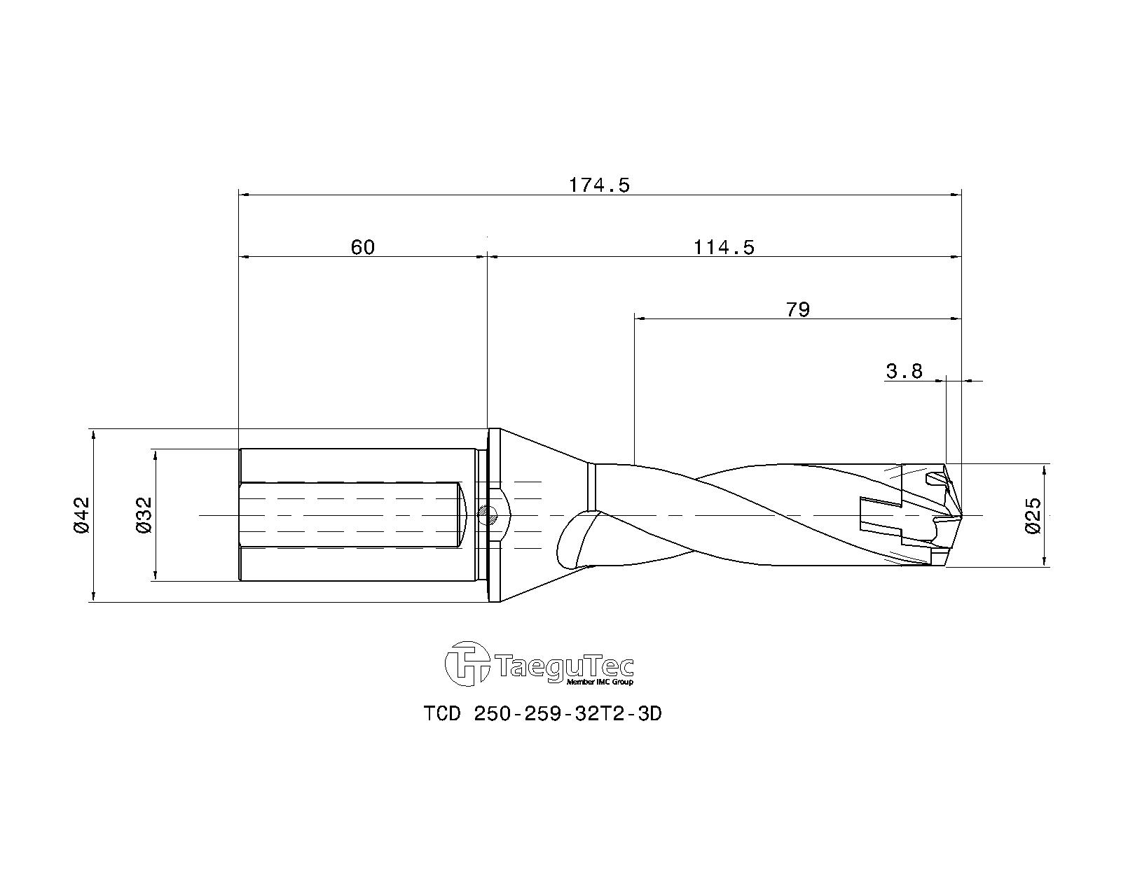 TaeguTec Cutting Tools Metal Working Tools TCD3XD (Weldon Shank) 3204252 TCD 250259