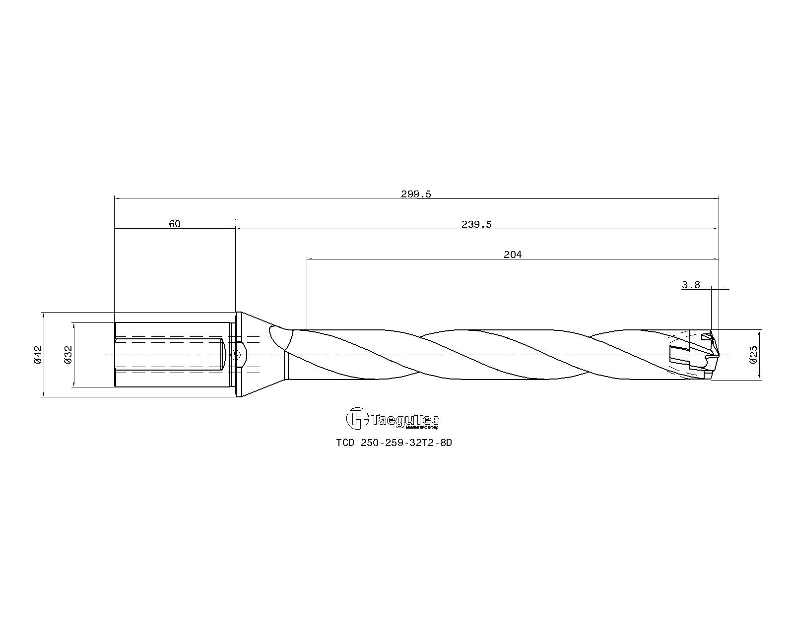 TaeguTec Cutting Tools Metal Working Tools TCD8XD (Weldon Shank