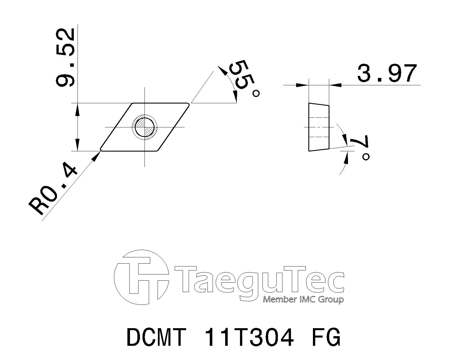 hilo Sotavento Reunir TaeguTec Cutting Tools - Metal Working Tools - DCMT-FG : 5801489 - DCMT  11T304 FG