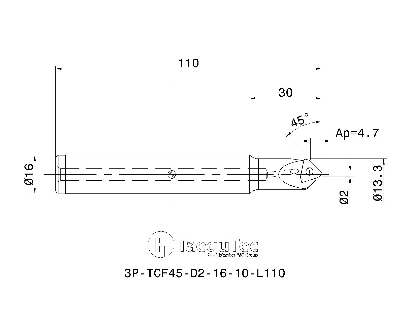 TaeguTec Cutting Tools Metal Working Tools 3PTCF 4510 6218836 3PTCF45D21610L110