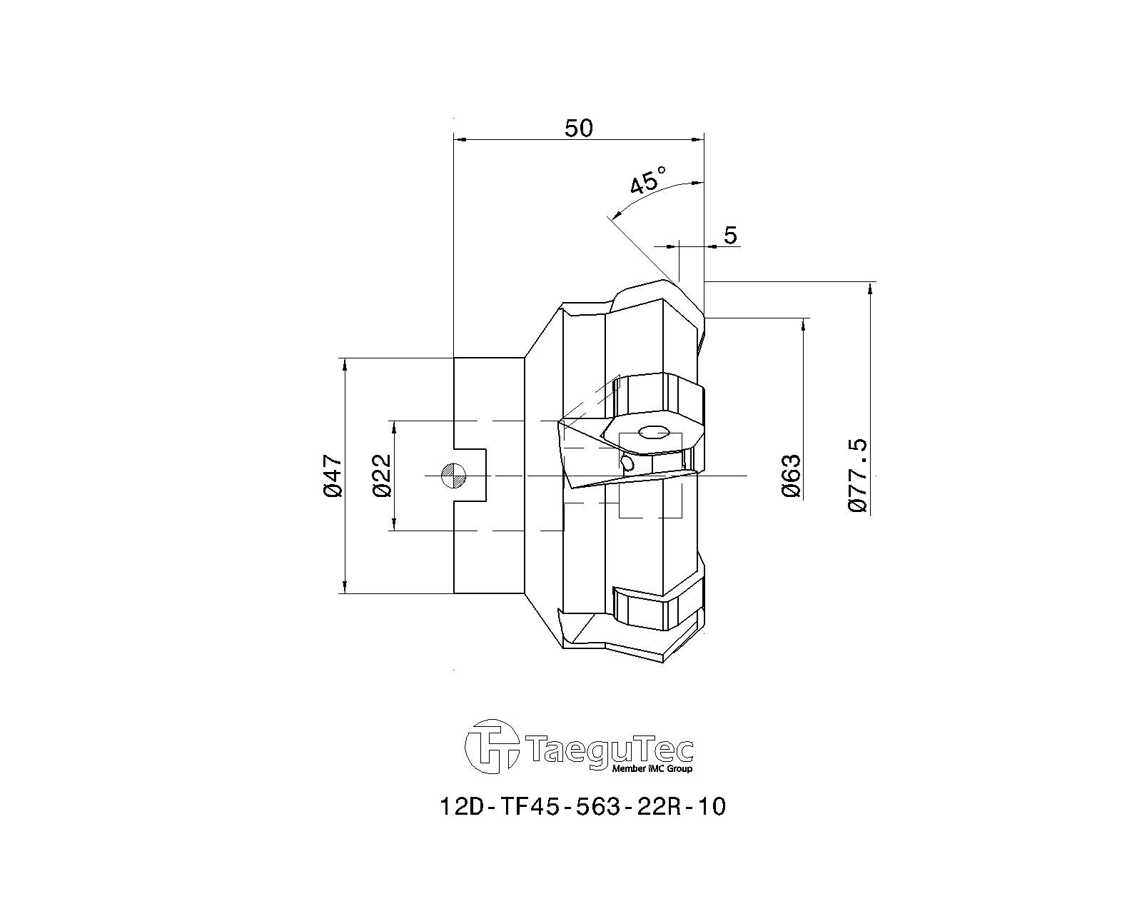 TaeguTec Cutting Tools - Metal Working Tools - 12D-TF45-R-10
