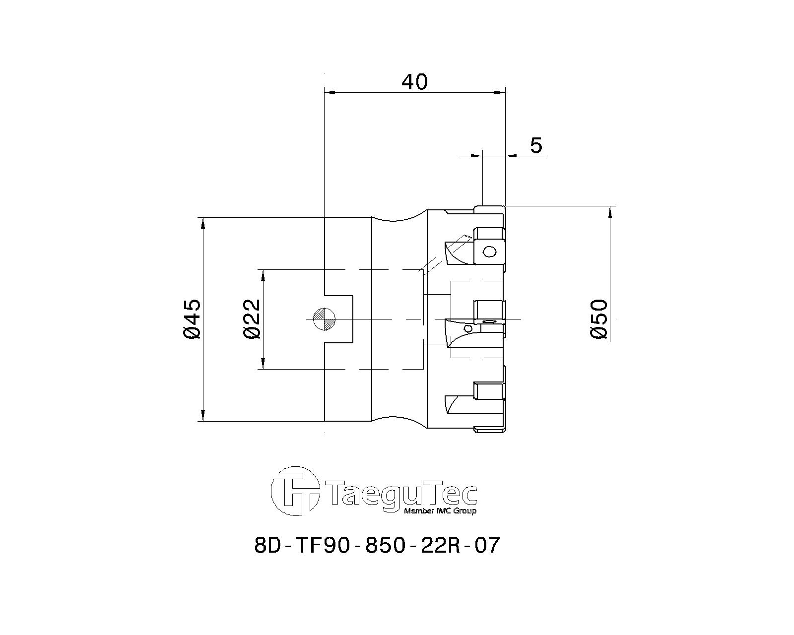 TaeguTec Cutting Tools - Metal Working Tools - 8D-TF90-R-07